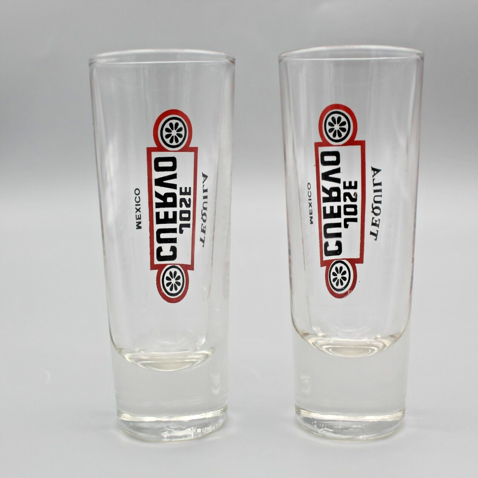 Jose Cuervo Tequila Tall Shot Glasses Set of 2 VitroCrisa Made in