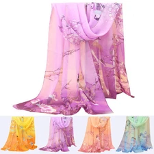 New Flowers Floral Fashion Ladies Scarves Chiffon Scarf Womens Shawls Soft