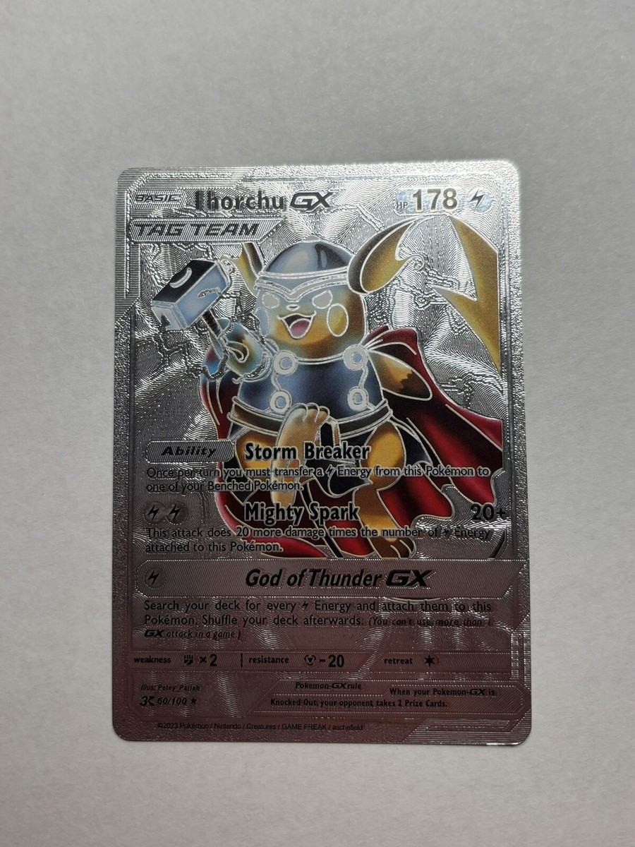 Silver Foil Fan Art Display Card Thorchu GX Tag Team ( Pikachu And