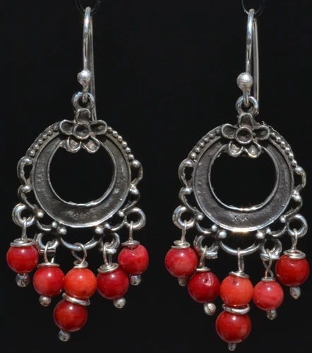 TAXCO MEXICAN JEWELRY 925 STERLING SILVER DANGLE EARRINGS FRIDA KAHLO VTG STYLE