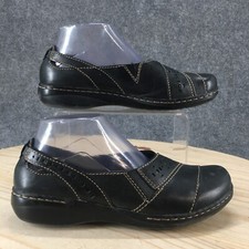 Clarks Collection Shoes Womens 8M Evianna Fig Slip On Loafer Flats Black Leather
