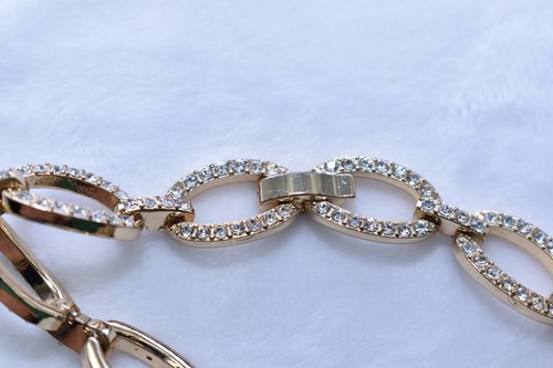 Bracciale Banana Republic Bling Cristallo Strass Tono Oro Link Tennis 7,25" - Foto 13 di 16