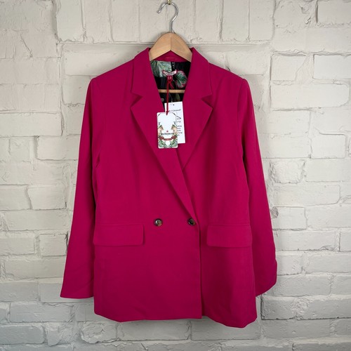 New Joe Browns Coat Blazer Jacket UK 14 Button Up Pink Collar Blaser BNWT