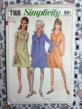 Simplicity Pattern 7168 Misses' Shirt-Dress in Two Lengths Junior Size 9 Cut