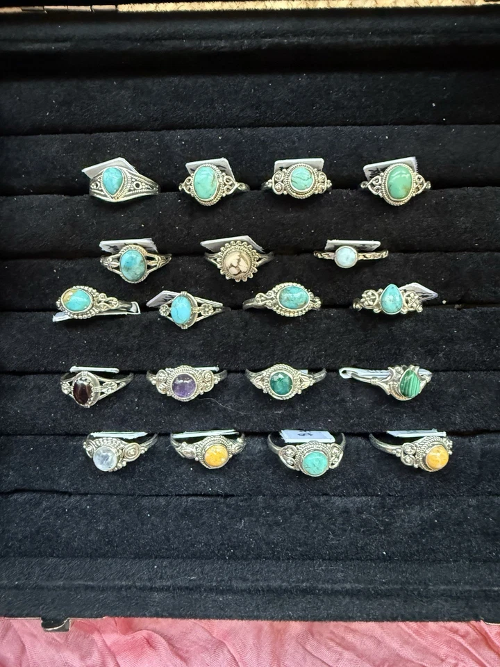 Lote de 19 anillos Danity de piedras preciosas genuinas estampados en plata de ley, nuevos Foto 2 de 4