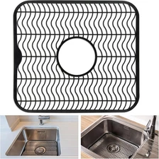 DecorRack Black Sink Protectors for Kitchen, Plastic 12" x 11" 1 Pack, 