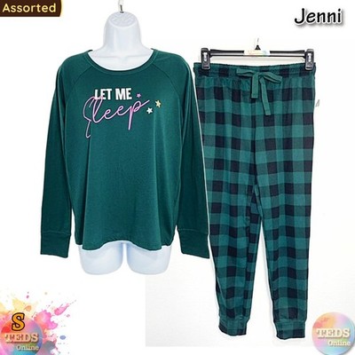NWT Jenni Women's S Super Soft ''Let Me Sleep'' Top & Jogger Pajama Set, Assorted