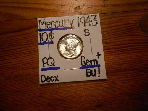1943S Mercury Dime Gem BU+ FANTASTIC!!! PQ!!!! Almost Full Bands!!!! SWEET!!!!!!