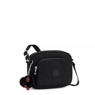 Kipling Hubei Black Tonal Crossbody Bag With Monkey Keychain. NWT!