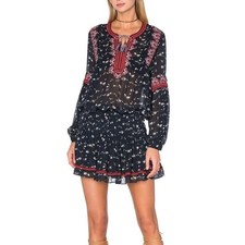 Ulla Johnson Gita Bohemian Silk Dress in Midnight Size 4