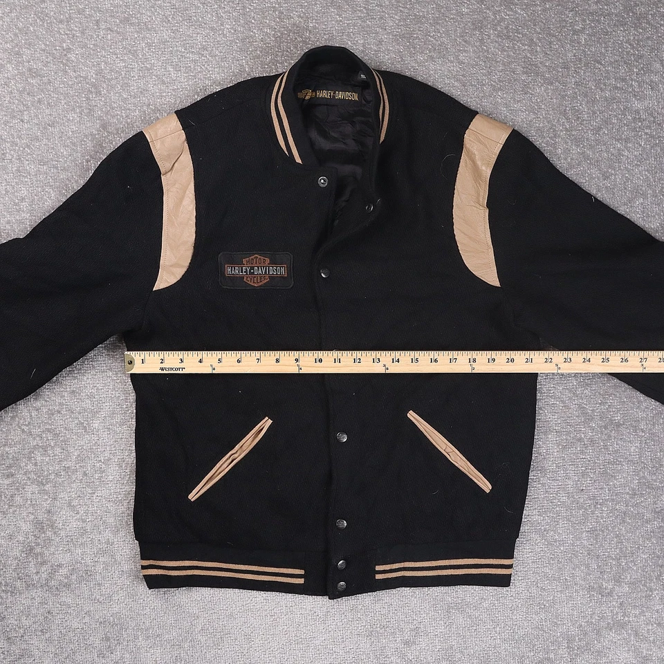 Chaqueta Universitaria Harley Davidson Alada Logo Calce Ajustado Grande Negra Manga Larga Foto 4 de 4