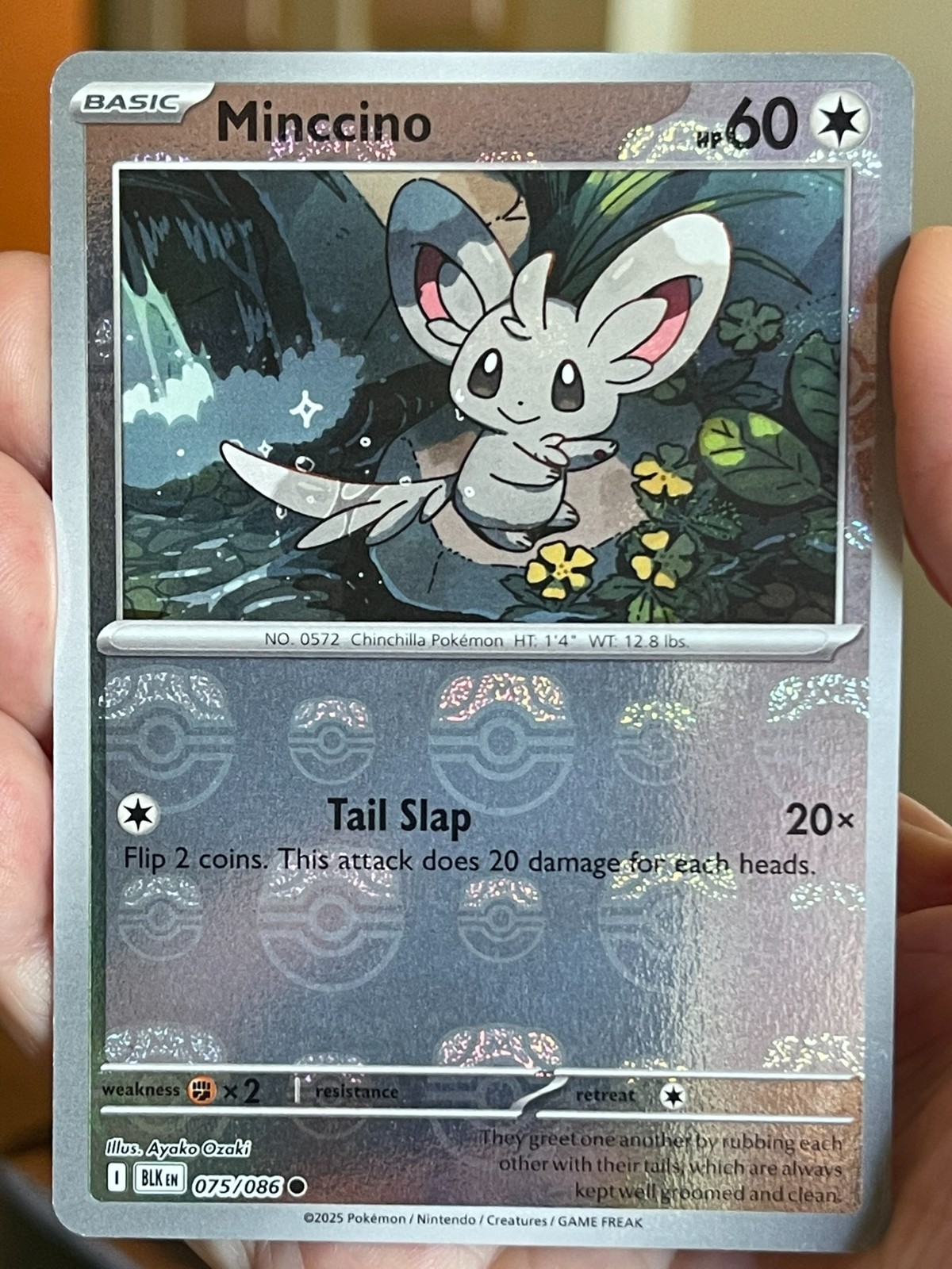 POKEMON MINCCINO 075/086 COMMON MASTER BALL BLACK BOLT REVERSE HOLOFOIL NM