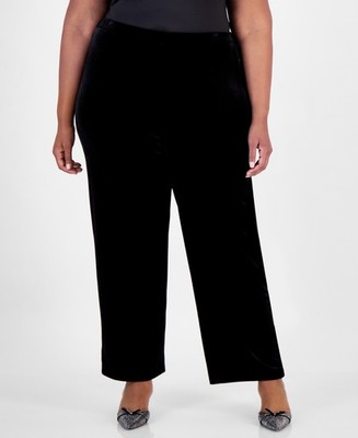 Alex Evenings Velvet Side-Stripe Straight-Leg Pants MSRP $119
