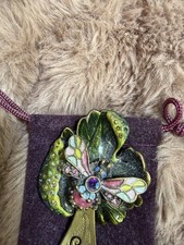 Jay Strongwater Gold Filigree Leaf Bookmark with Multicolor Crystals