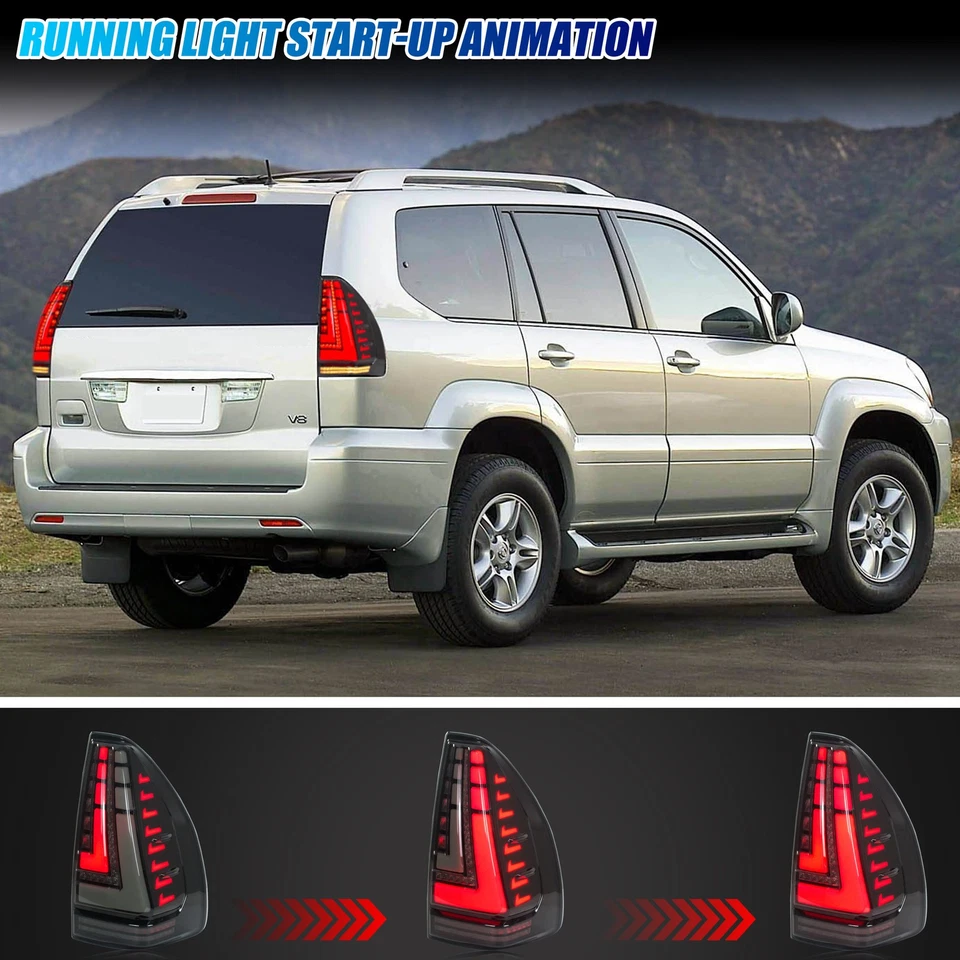 Luces traseras LED para Lexus GX470 2003-2009 conjunto de luces traseras de señal dinámica Foto 3 de 4