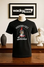Snitches Get Stitches Christmas Holiday Beat Up Bruised Elf Graphic Tee Shirt