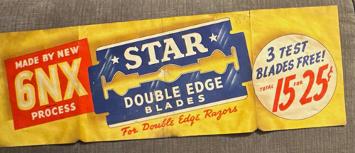 1940’s WWII Era Star Double Edge Blades Advertising Sign - Paper