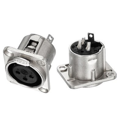 2pcs 3 Pin XLR Female Jack Socket, Microphone Adapter Audio Panel Mount, Silver