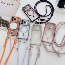 Crossbody Lanyard Rotatable Ring Case Cover for iPhone 17 16 15 14 13 12 Pro Max