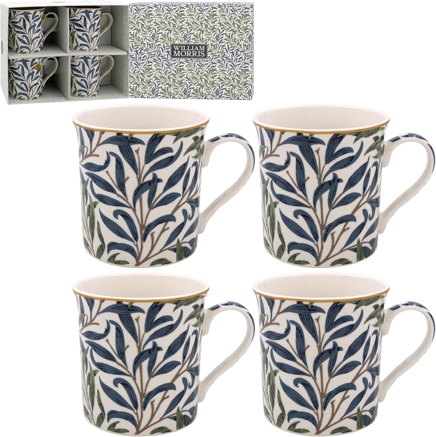 Lesser & Pavey Willow Bough Coffee Mugs Set of 4 | Ceramic for Home Use | Willi