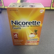 Nicorette Smoking Cessation Aid 4MG Fruit Gum - 100 Count