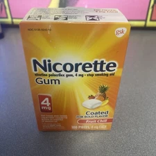 Nicorette Smoking Cessation Aid 4MG Fruit Gum - 100 Count