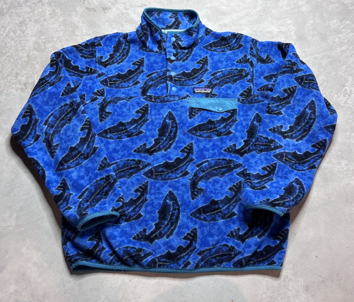 RARE Patagonia Synchilla® Snap-T® Fleece Pullover Leaping Oasis: Trout Fish - S