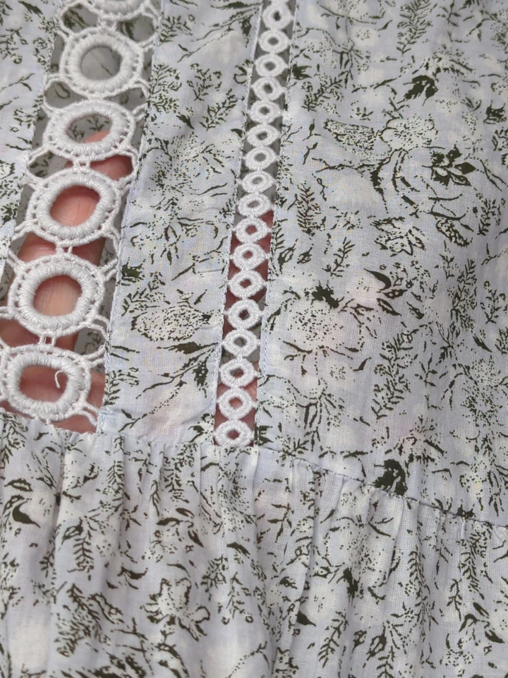 Vestido Midi Lucky Brand Floral Boho Crochet Encaje Volantes Dobladillo Talla Para Mujer’s XL TG Foto 4 de 4