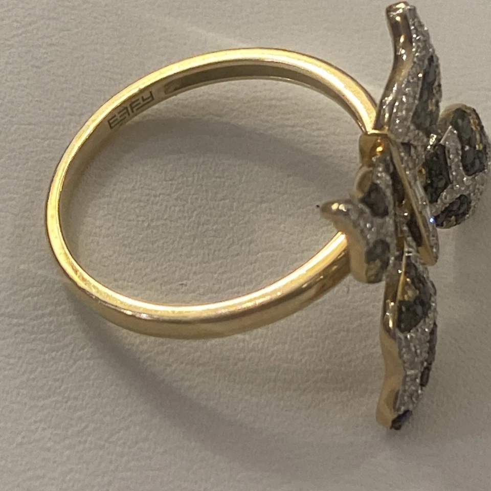 Anillo mariposa diamantes blancos, negros y marrones Effy 0,72 CTW - oro blanco de 14K Foto 3 de 4