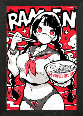 Gesichtsmaske Ramen Girl Anime Kunst gerahmt Wandbild Poster Leinwanddruck Bild