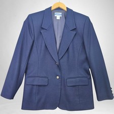 Pendleton Wool Blazer Women 10 Navy USA Made Tailored Old Money Office Jacket