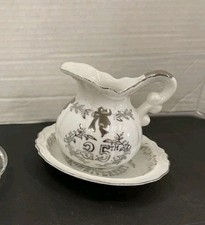 LEFTON CHINA 25TH ANNIVERSARY MED SIZED HANDPAINTED PITCHER & BOWL SET