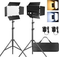 Bi-Color LED Video Light Kit 2-Pack, Dimmable 2500-6500K, CRI 96 for Filming