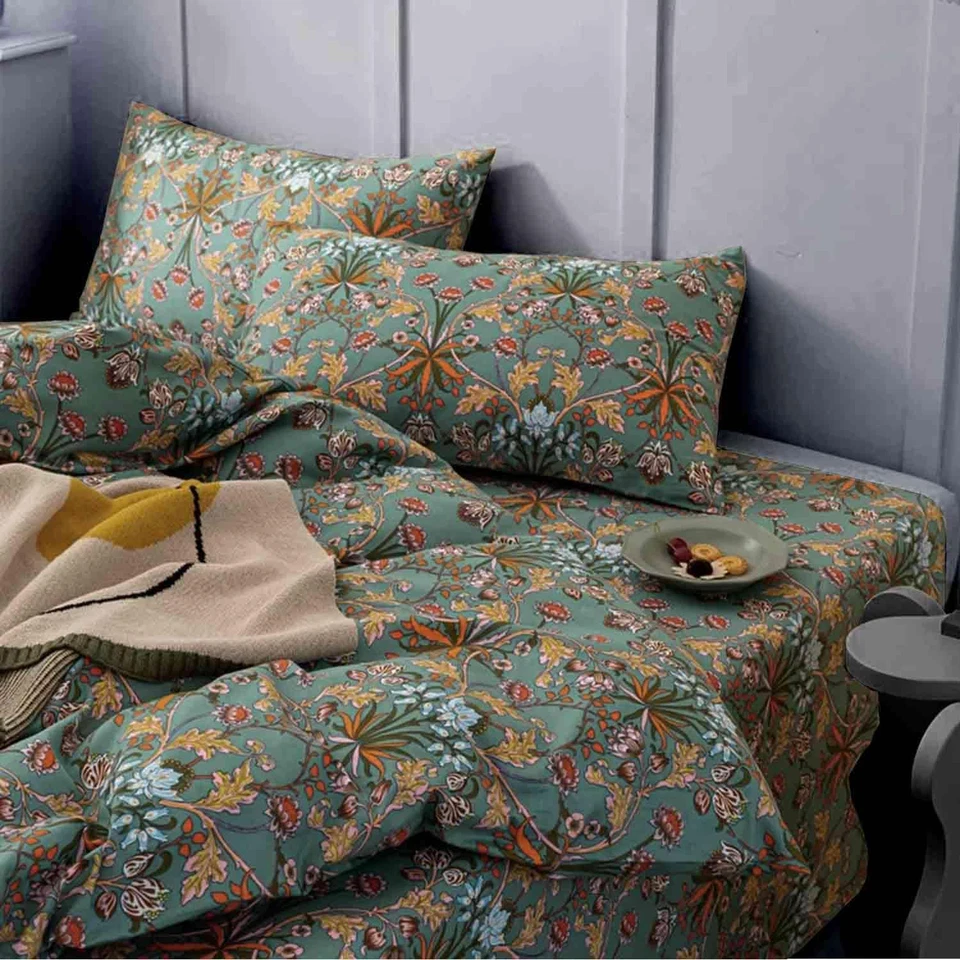 Funda Nórdica Bohemia Talla Queen - Boho Paisley Verde Estampado Floral Micr Foto 2 de 4