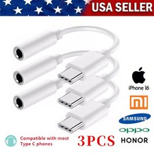 USB-C Type C to 3.5mm AUX Headphone Jack Adapter Lot For iPhone 16/Android Phone