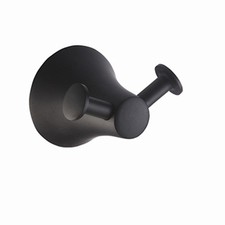 Matte Black Brass Robe Hook - Heavy Duty Wall Mounted Coat Towel Hanger for Bath