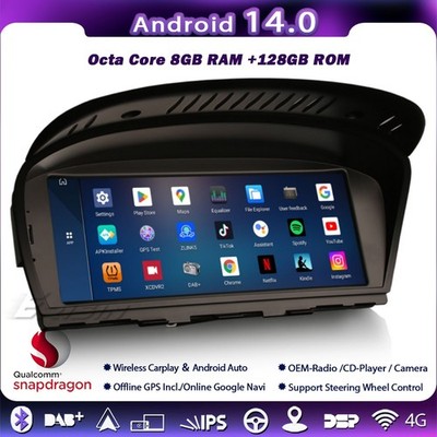 8+128GB Android 14 Carplay Autoradio Navi GPS Radio BMW E90 E91 E60 E61 E63 CCC
