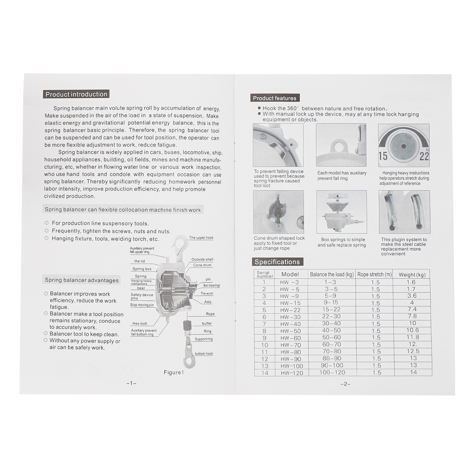Spring Balancer Retractable Tool Holder for 20-33 lbs Equipment, 6.23 ft Stroke thumbnail 9
