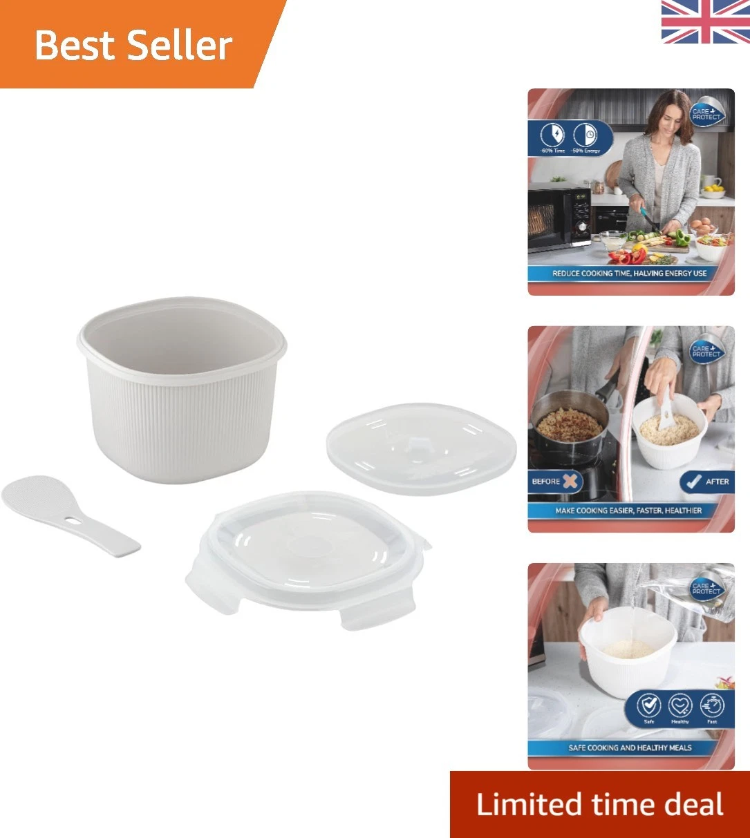 Quick & Easy 2.7L Microwave Rice Cooker with Non-Stick Finish - White Essentials