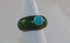 Vintage Resin Green Ring with Faux Turquoise size 5.5 — photo 2