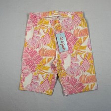 Cat & Jack Girls Shorts Small (6/7) Palm Print Bike Pink Orange Tropical New