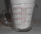 Vintage Pyrex Measuring Cup 508  1 Cup 8oz Red Lettering Closed D Handle NICE