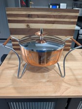 VTG Pyrex 595 Copper Chafing Dish Casserole S...