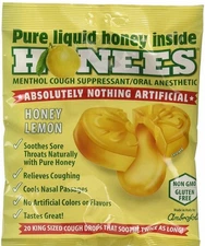 Honees Cough Drops Soothes Throat Honey Lemon Menthol Eucalyptus 20 ct 12 Pack