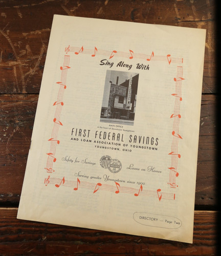 FIRST FEDERAL SAVINGS Sing Along With Lyrics Songbook Advert YOUNGSTOWN OH Used