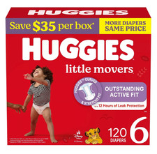 Huggies Little Movers Baby Diapers, Size 6 35 Pounds , 120 Count