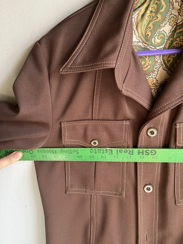 Jaqueta de Lazer Marrom Antiga Anos 70 | Estilo Ocidental | Tamanho 40 | Mod Cowboy Retrô | Prop - Imagem 4 de 4