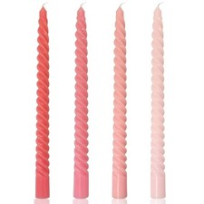 4 Pack 10 In Cream Spiral Taper Candles Pink Gradient Dinner Candlesticks Lot