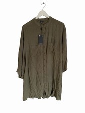 South Beach Shirt Dress Green Khaki Button Through New Size 16 Longline RRP £30
