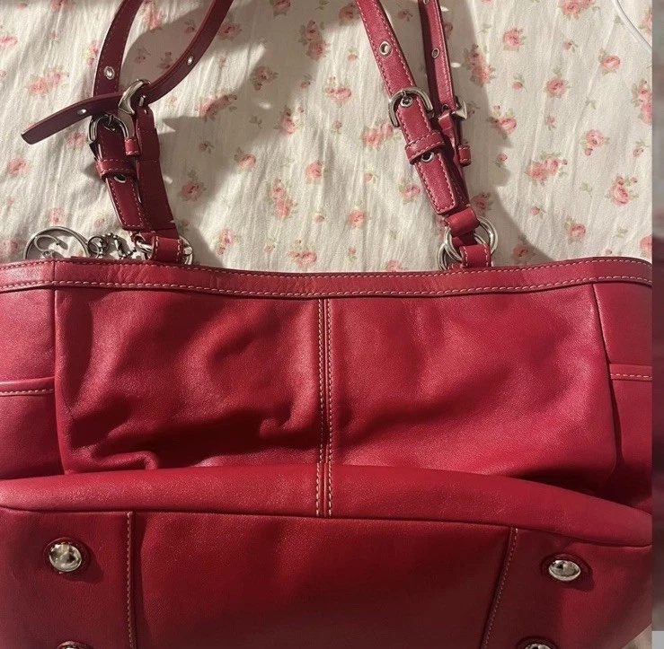 Coach Ashley Red Leather Double Handle Zipper Closure Tote Shoulder Bag - Image 2 of 4